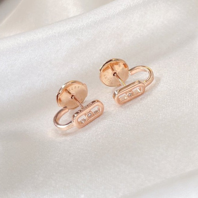 [⭐Renara]CREOLES MOVE UNO MINI 1 DIAMOND EARRINGS