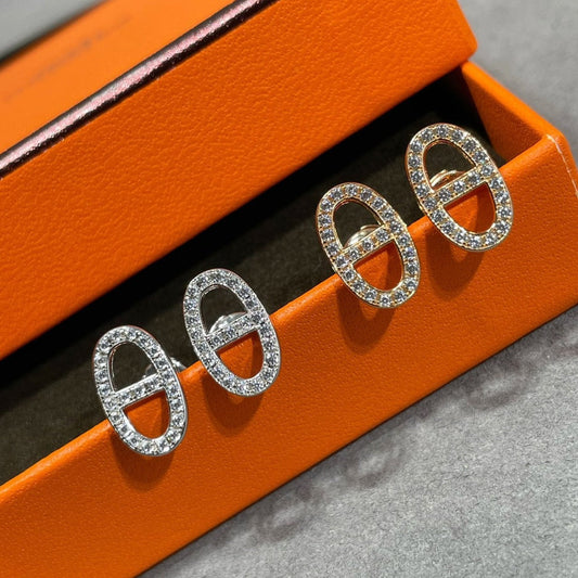 [⭐Renara]HM FULL DIAMOND PIG NOSE STUD EARRINGS