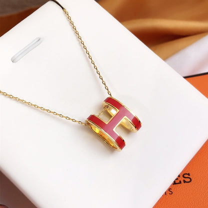 [⭐Renara]HM CLIC RED ENAMEL GOLD NECKLACE