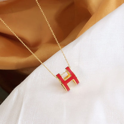 [⭐Renara]HM CLIC RED ENAMEL GOLD NECKLACE