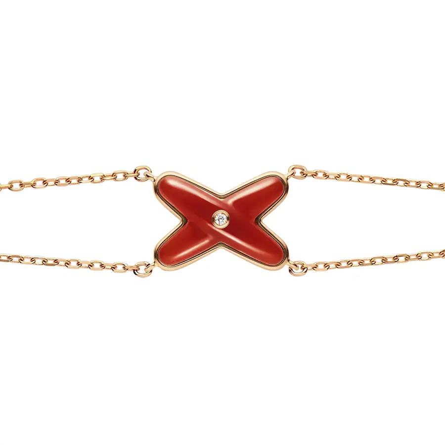 [⭐Renara]JEUX BRACELET CARNELIAN PINK GOLD 1 DIAMOND