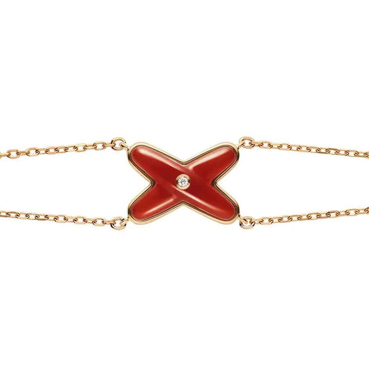[⭐Renara]JEUX BRACELET CARNELIAN PINK GOLD 1 DIAMOND