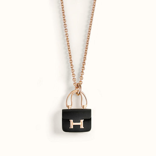 [⭐Renara]CONSTANCE BLACK PEDANT PINK GOLD NECKLACE