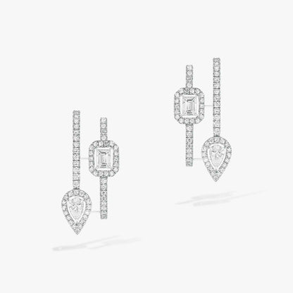 [⭐Renara]CREOLES MY TWIN 2 RANGS SILVER DIAMOND EARRINGS