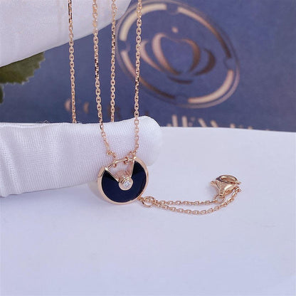 [⭐Renara]AMULETTE ROSE GOLD ONYX NECKLACE
