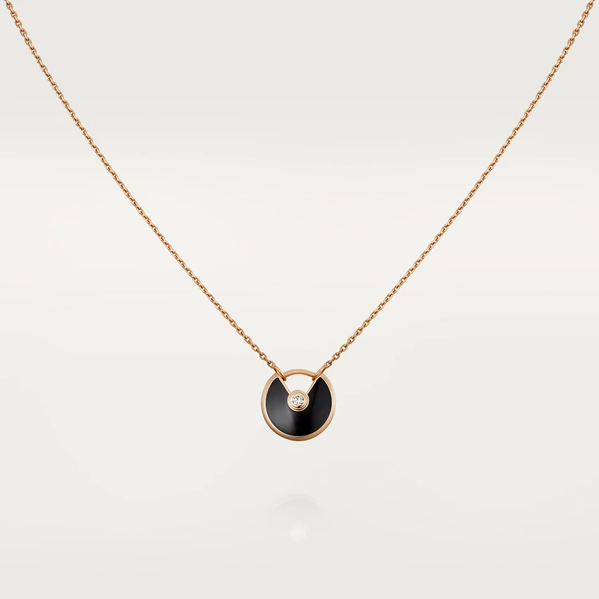 [⭐Renara]AMULETTE ROSE GOLD ONYX NECKLACE