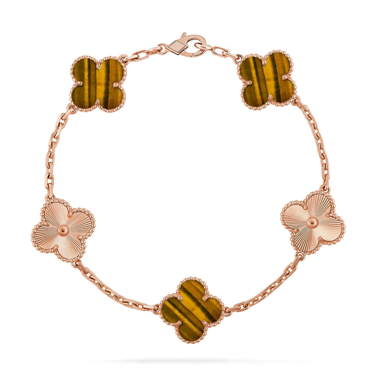 [⭐Renara] CLOVER 5 MOTIFS TIGER EYE BRACELET COLLECTION