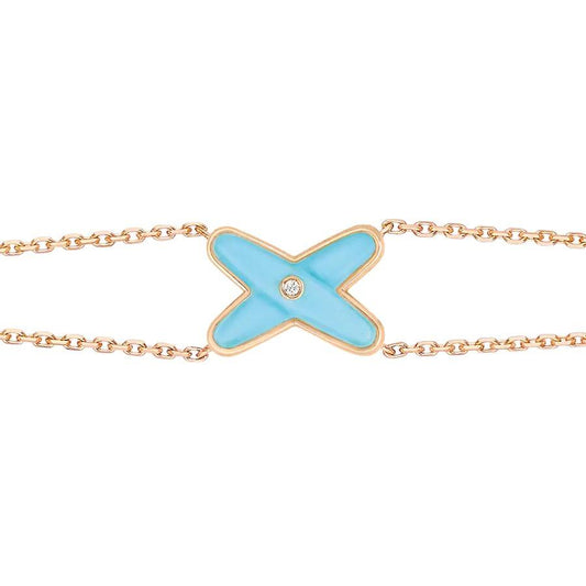 [⭐Renara]JEUX BRACELET TURQUOISE PINK GOLD 1 DIAMOND