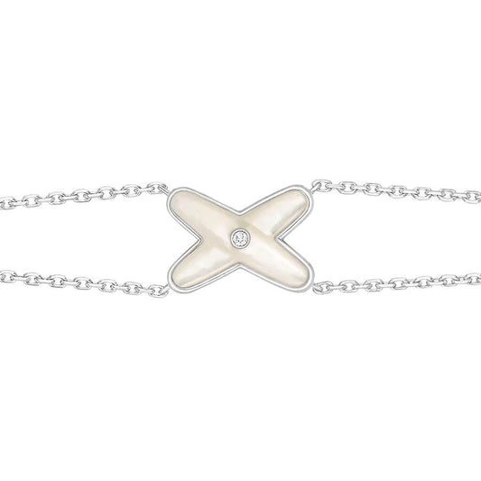 [⭐Renara]JEUX BRACELET WHITE MOP SILVER 1 DIAMOND