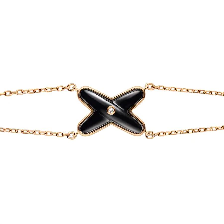[⭐Renara]JEUX BRACELET ONYX PINK GOLD 1 DIAMOND