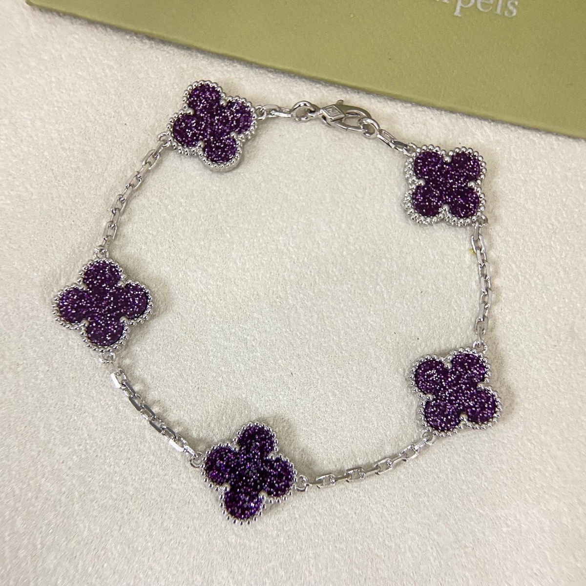 [⭐Renara]NEW PURPLE SAND-GOLD FOUR-LEAF CLOVER 5-FLOWER BRACELET