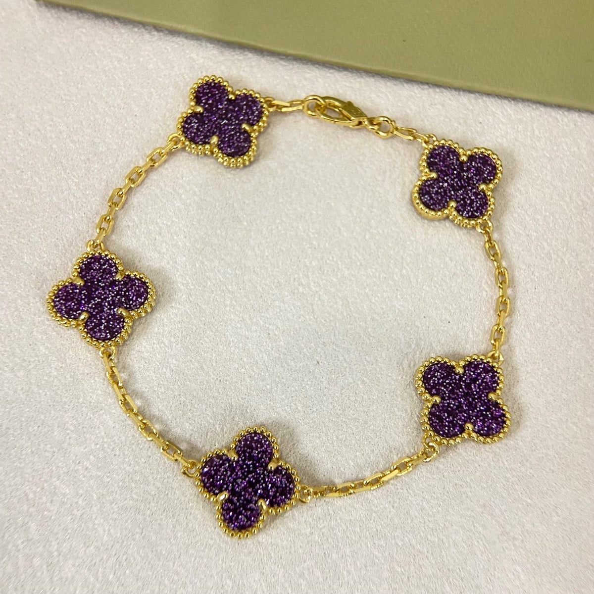 [⭐Renara]NEW PURPLE SAND-GOLD FOUR-LEAF CLOVER 5-FLOWER BRACELET