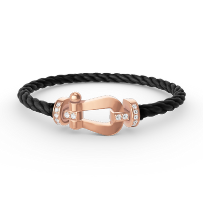 [⭐Renara]FORCE LARGE HORSESHOE HALF DIAMOND BRACELET ROSE GOLD