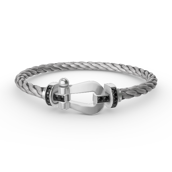 [⭐Renara]FORCE LARGE HORSESHOE BLACK DIAMOND BRACELET SILVER