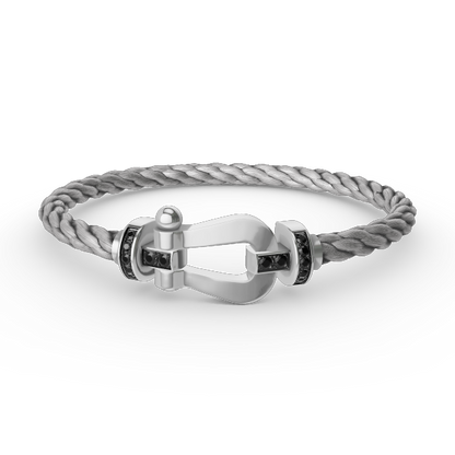 [⭐Renara]FORCE LARGE HORSESHOE BLACK DIAMOND BRACELET SILVER