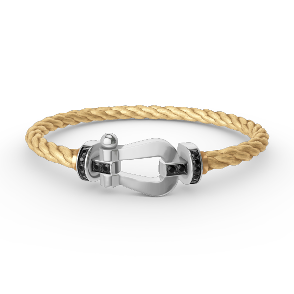 [⭐Renara]FORCE LARGE HORSESHOE BLACK DIAMOND BRACELET SILVER