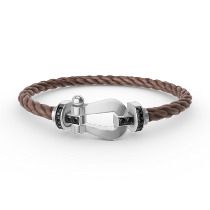 [⭐Renara]FORCE LARGE HORSESHOE BLACK DIAMOND BRACELET SILVER
