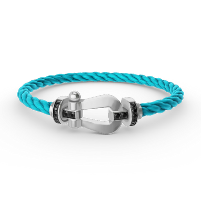[⭐Renara]FORCE LARGE HORSESHOE BLACK DIAMOND BRACELET SILVER