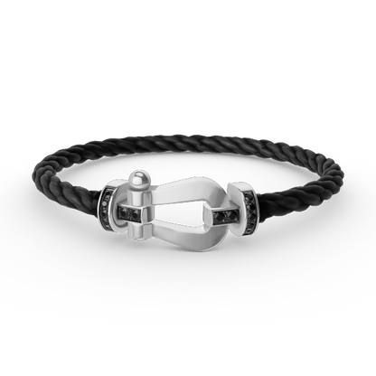 [⭐Renara]FORCE LARGE HORSESHOE BLACK DIAMOND BRACELET SILVER