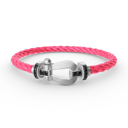 [⭐Renara]FORCE LARGE HORSESHOE BLACK DIAMOND BRACELET SILVER