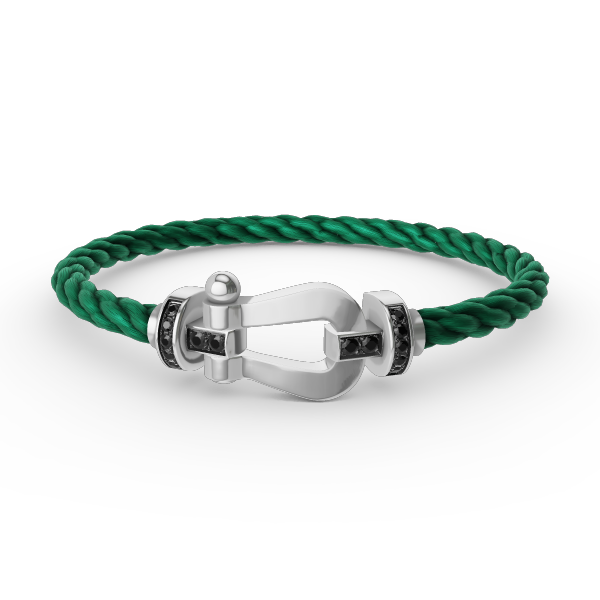 [⭐Renara]FORCE LARGE HORSESHOE BLACK DIAMOND BRACELET SILVER
