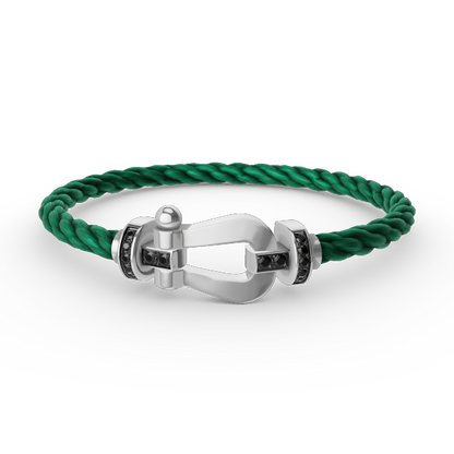 [⭐Renara]FORCE LARGE HORSESHOE BLACK DIAMOND BRACELET SILVER