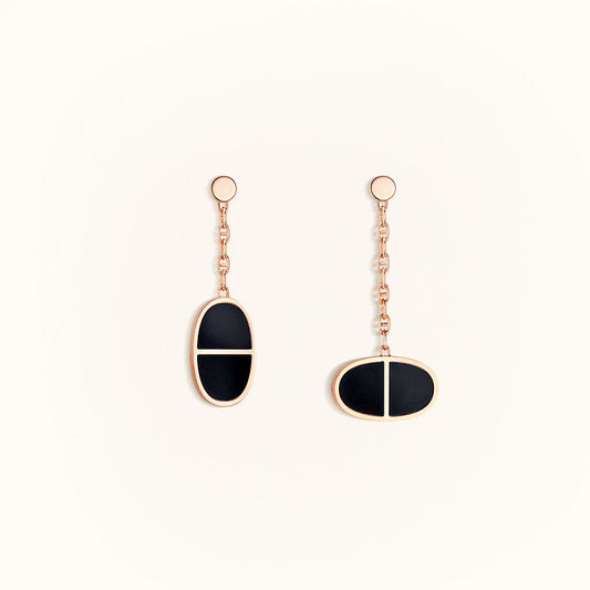 [⭐Renara]CHAINE VERSO BLACK CERAMIC EARRINGS
