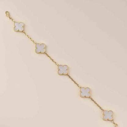 [⭐Renara]CLOVER WHITE PEARL MOP 5 MOTIF BRACELET COLLECTION