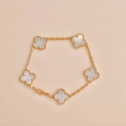 [⭐Renara]CLOVER WHITE PEARL MOP 5 MOTIF BRACELET COLLECTION