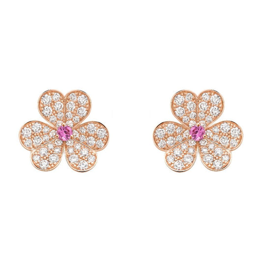 [⭐Renara]FRIVOLE PINK GOLD FLOWER DIAMOND EARRINGS
