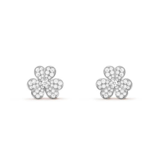 [⭐Renara]FRIVOLE SILVER FLOWER DIAMOND EARRINGS