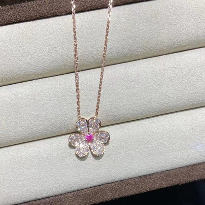 [⭐Renara]FRIVOLE ROSE GOLD FLOWER DIAMOND NECKLACE