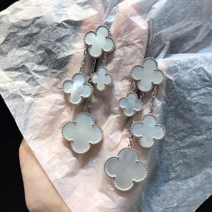 [⭐Renara]CLOVER EARRINGS WHITE MOP 4 MOTIFS SILVER