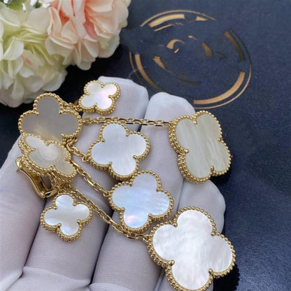 [⭐Renara]CLOVER EARRINGS WHITE MOP 4 MOTIFS GOLD