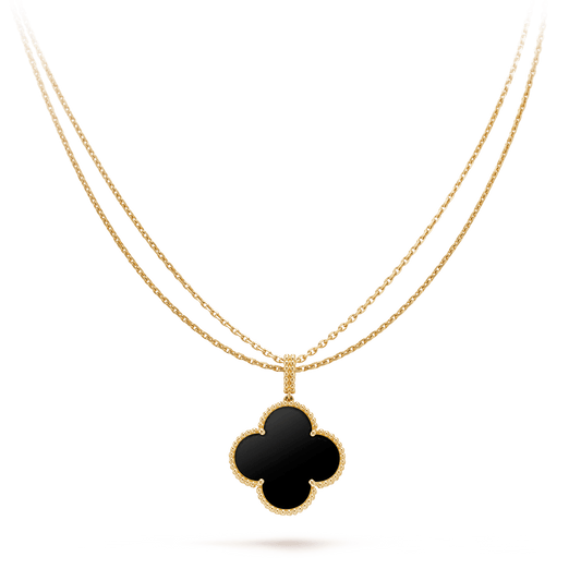 [⭐Renara]CLOVER 25MM GOLD ONYX BIG CLOVER NECKLACE
