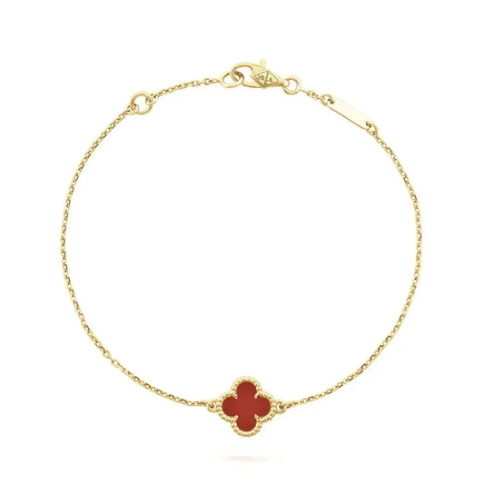 [⭐Renara]CLOVER  CARNELIAN SINGLE FLOWER BRACELET