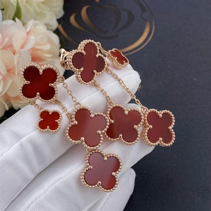 [⭐Renara]CLOVER EARRINGS CARNELIAN 4 MOTIFS PINK GOLD