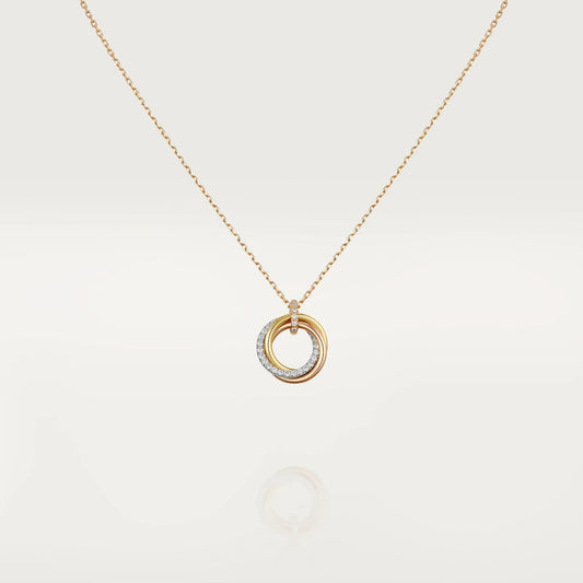 [⭐Renara]TRINITY NECKLACE SILVER GOLD PINK GOLD DIAMONDS