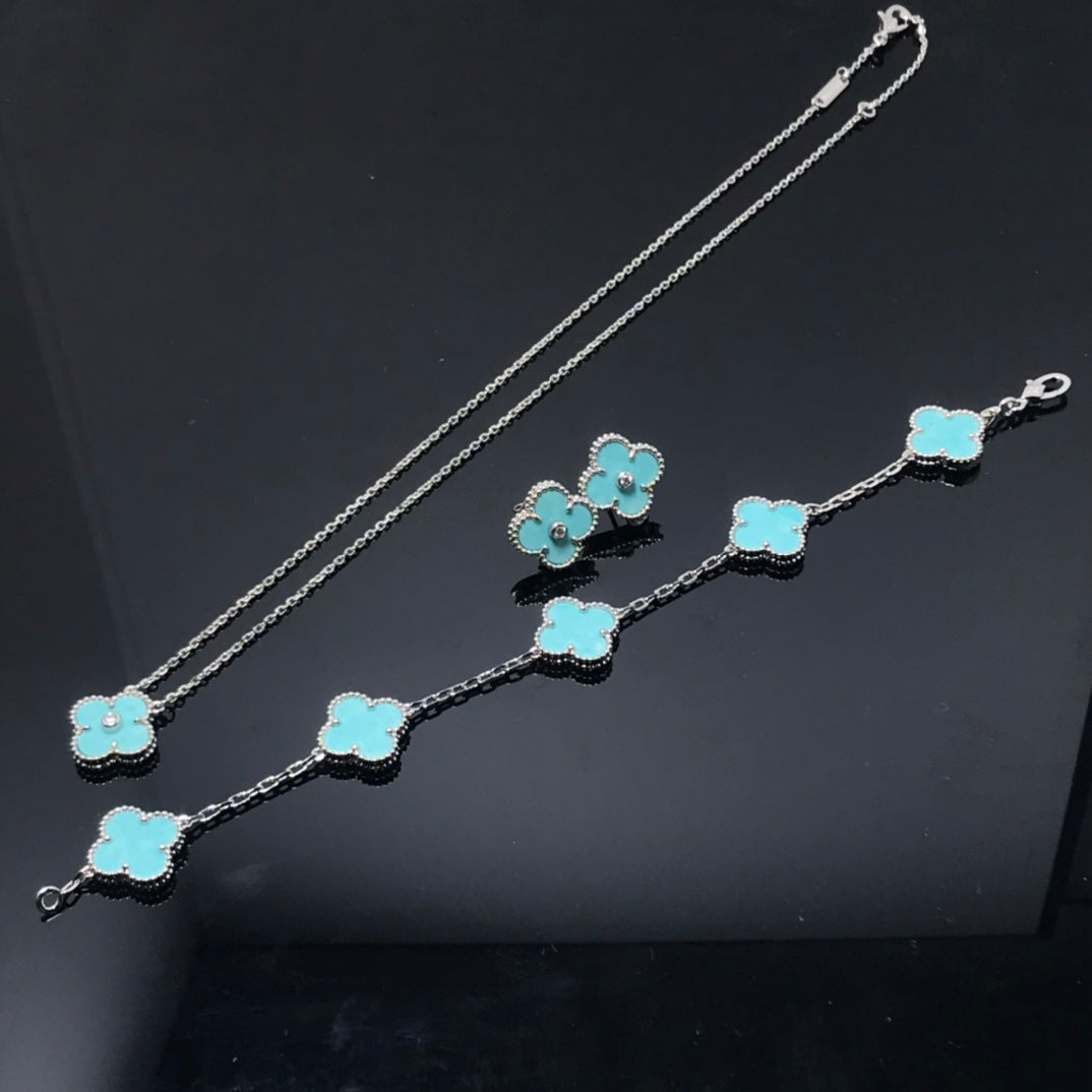 [⭐Renara]CLOVER 1 DIAMOND BLUE SKY SILVER EARRINGS
