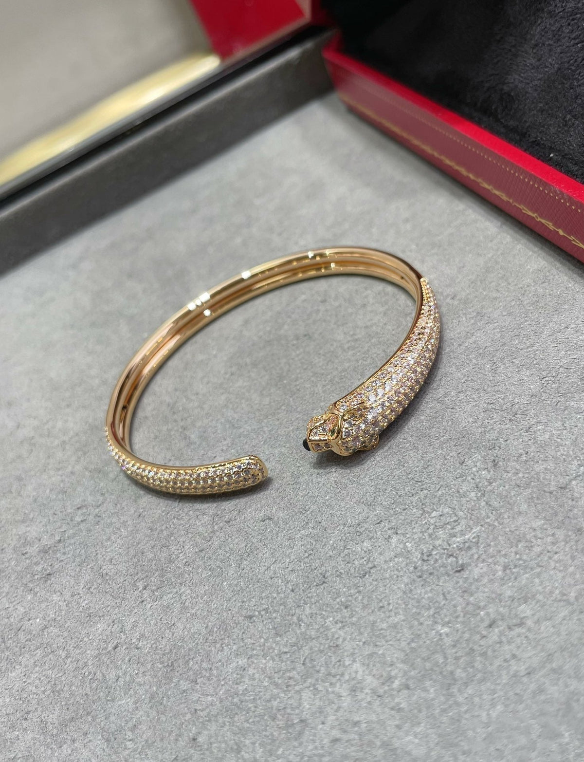[⭐Renara]PANTHERE FULL DIAMOND OPEN BRACELET