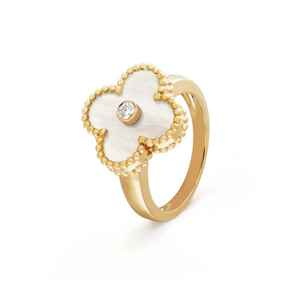 [⭐Renara]CLOVER PINK MOP RING GOLD DIAMOND